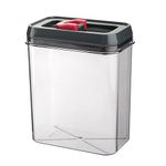 HOMESHOPA Airtight Food Storage Containers, Kitchen & Pantry Organisation, Clear Plastic Canisters with Durable Click Seal Lid, Ideal for Pasta Cereal, Flour & Sugar (1.8 Litres, Red)