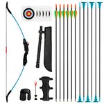 REAWOW Recurve Bow Bow And Arrow Set 15 Pounds Creative Gifts For Outdoor Archery Beginners Target Practice Practice Outdoor Sports Durable Stable Effective Compr …