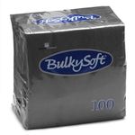 bulksoft Cocktail Napkins, 2-Ply, Black, Pack of 100, 9420649