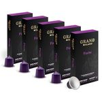 Grano Milano Forte - 50 Aluminium Coffee Pods Compatible with Nespresso Original line - Intensity 9, Dark Roast Coffee Capsules Made in Italy