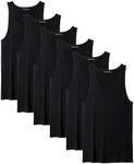 Andrew Scott Men's 6 Pack Big & Tall Man Extra Long Color Tank Top A Shirt (6 Pack - Black XXXXX-Large Tall)