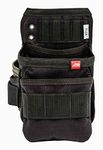 The Diamondback Flux Tool Pouch | Electricians, Carpenters, Plumbers, HVAC | 2 Pockets, 3 Inner Tools Slot, 2 Outer Tool Slots, 5-Slot Drill Bit Index | 5"x7"x10" | 0.7 lbs (Black - Left Side)