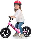 Balance Bike for 2, 3, 4, 5 6 Year Old Kids, 12 Inch Toddler Balance Bike Kids Indoor Outdoor Toys, No Pedal Training Bicycle with Adjustable Seat Height (Pink)