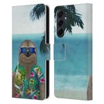 Head Case Designs Officially Licensed Barruf Sloth In Summer Animals Leather Book Wallet Case Cover Compatible With Samsung Galaxy A55 5G