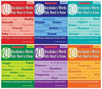 Scholastic 240 Vocabulary Words Kids Need to Know Books Complete Set (6 Books) - Grades 1-6