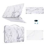MOSISO Compatible with MacBook Air 13 inch Case 2021-2018 Release A2337 M1 A2179 A1932 Retina Display Touch ID, Plastic Hard Shell &Bag &Keyboard Skin &Webcam Cover&Screen Protector, White Marble