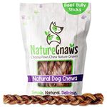 Nature Gnaws Braided Bully Sticks 11-12" (5 Pack) - 100% Natural Grass-Fed Free-Range Premium Beef Dog Chews