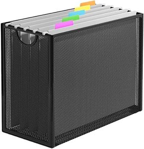 GoldOrcle Hanging File Organizer, Letter-Size File Holder Filing Box with 5 Hanging Folders, Metal Mesh Desk File Folder Storage(No Assembly Required) (with 5 Grey Folders)