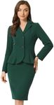 Allegra K Skirt Suit Sets for Women's 2 Piece Formal Office Notched Lapel Peplum Jacket Blazer Pencil Skirts Set Medium Dark Green