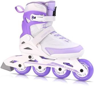 COSMOID Women's Adult Fitness Inline Skate - Roller Skates Blades Adult Female,White & Purple,Size 5-12,Move