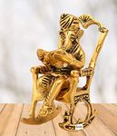 BRIJ HAAT Ganesh Sitting on Swinging Moving Chair Reading Ramayana Metal @15cm Gold