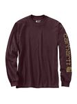 Carhartt Mens Loose Heavy Long Sleeve Logo Graphic T-Shirt, Bordeaux, XL - Brust (117-122 cm)