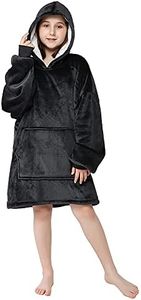 ADVWIN Kid's Wearable Blanket, Oversized Blanket Hoodie Sweatshirt, Soft Warm Wearable Hoodie Blanket with Pocket and Sleeves for Teens & Girls & Boys(Dark Grey)