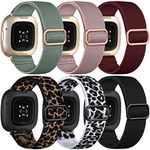 Ouwegaga Compatible with Fitbit Sense Bands/Fitbit Versa 3 Bands for Women Men, Adjustable Stretchy Elastic Nylon Solo loop Sport Watch Band for Fitbit Sense/Sense 2/Versa 3/Versa 4 Smartwatch