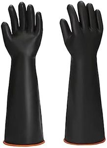 Latex Chemical Resistant Gloves, Reusable Rubber Gloves Heavy Duty Black Latex Gloves, Industrial Safety Gloves for Men, Forearm Protection Waterproof Acid, Alkali and Oil for Safety Work 18" XL Size