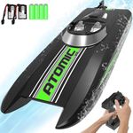 volantexrc Remote Control Boats for Pools and Lakes 20+MPH AtomicXS High Speed RC Boat for Adults Toy Boat with 2 Batteries & Reverse Function (795-5 black)