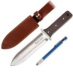 Hori Hori Garden Knife (Right Serrated Blade) with FREE Diamond Sharpening Rod, Ideal Gardening Digging Landscaping Weeding Tool, with Thick Sheath and a Fine Gift Box