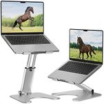 ROTTAY Collapsible Laptop Stand, Adjustable Height up to 16", Ergonomic Laptop Riser with 2 Angle Adjustment Buttons, Aluminum Laptop Holder Computer Stand Fits MacBook, Laptops Tablets 10-16", Silver