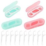 WLLHYF Dental Floss 4 PCS Portable Floss Dispenser Holder Travel Floss Picks Case Organizer Refillable Floss Pick Container 40 Picks Threader Flosser for Family Hotel Women Men Teeth Cleaning