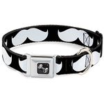 Buckle-Down 18-32" Mustache Black/White Dog Collar Bone, Wide Large