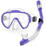 Lealinga Snorkel Set Adults Snorkel Mask Anti-Fog Panoramic View Diving Mask Dry Top Snorkel Kit with Travel Bag Diving Set for Snorkeling Scuba Diving Swimming Travel