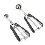 TJ POP Small Cookie Scoop Set - 2 Pcs Include 1 TSP / 1 Tbsp Cookie Dough Scoops, Cookies Scoopers for Baking, 304 Stainless Steel Ice Cream Scoops, Good Soft Grips, Quick Trigger Release