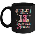 SKY DOT Officially Teenager 13 Years of Being Awesome 13th Birthday Mug Tea/Coffee Printed Ceramic Mug, 350ml (Black)