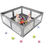 Palopalo Baby Playpen, 50''x50'' Small Playard for Babies and Toddlers, Baby Activity Center and Non-Foldable, Infants Play Pen with Gate and Soft Breathable Mesh, Ideal for First-time Mom