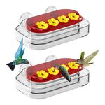 Redboat 2 Pack Window Hummingbird Feeder, Strong Suction Cup Hummingbird Feeder with 4 Feeding Ports, Easy to Clean and Refill Plastic Humming Bird Feeder, 10oz