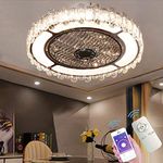 Ceiling Fan with Lamp, Crystal Ceiling Fan with LED Light, 72W Modern LED Dimmable Ceiling Light,Adjustable Wind Speed, with Remote Control,Restaurant Bedroom Decoration Indoor Fan Lighting (B)