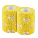 A-TAPE Breathable Self Adhesive Cohesive Bandage for Humans & Pets (Dogs, Cats, Birds) –Sports, Wrap, Athletic, Non Woven First Aid Medical, Wrist, Swelling (7.5 cm X 4.5 mtr, Pack of 2) Yellow Paw