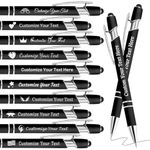 Personalized Pens Bulk Custom Pens with Logo Name 10 Pack Free Engraved Stylus Ballpoint Pens Customized Retractable Pen Message Text Gift for Men Women Black Ink Business Graduation Birthday Black