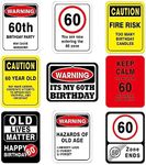 WERNNSAI 60th Birthday Decorations - 9 PCs 60 Years Funny Signs 60s Decorations, 60th Party Yard Garden Banner Table Centerpieces Door Wall Windows Signs Picture Props for Men Women, Happy Bday Old