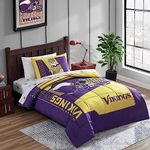 Cathay Sports Official NFL Licensed Minnesota Vikings Status 4-Piece Bed in A Bag Comforter & Sheet Set – Twin/Twin XL, (FCM50001MIN-TTXL)