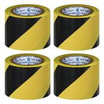 VCR Black & Yellow Floor Marking Tape - 18 Meters in Length 72mm / 03" Width - 12 Rolls Per Pack - Waterproof Social Distancing lane Marking Tape for Safety, Hazard and Caution Warnings