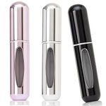 Perfume Travel Spray Bottle,Portable Mini Refillable Perfume Atomizer Bottle,3 Pcs Pack of 5ml Atomizer Perfume Bottle,Perfume Travel Bottle,for Traveling and Outgoing (Pink+black+silver)