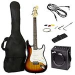 RockJam Full Size Electric Guitar Kit with 10-Watt Guitar Amp, Lessons, Strap, Gig Bag, Picks, Whammy, Lead and Spare Strings - SunBurst