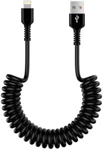 Coiled Lightning Cable, [MFi Certified] 6FT/1.8M Apple Carplay Cable Lead, Retractable USB A to iPhone Charger Cable for Car Short Fast Charging Cord for iPhone 14 Pro/14 Plus/14/13/12/11/X/XS/XR/8
