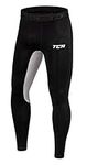 TCA Boys' SuperThermal Compression Base Layer Football Running Leggings Tights - Black/Cool Grey, 8-10 Years