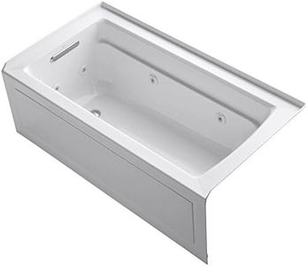 KOHLER K-1122-HL-0 Archer 60"x32" alcove whirlpool with integral apron, left hand drain and heater, White
