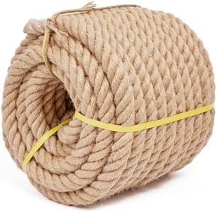 Rope 1 1/2 Inch 100 Feet Jute Rope, Heavy Duty Jute Rope,Natural Hemp Rope, Twisted Hemp Rope for Crafts, Gardening, Bundling,Hammock, Nautical, Tug of War, Railings, Home Decorating