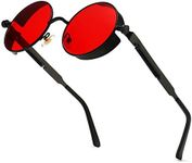 Red Circle Steampunk Sunglasses For