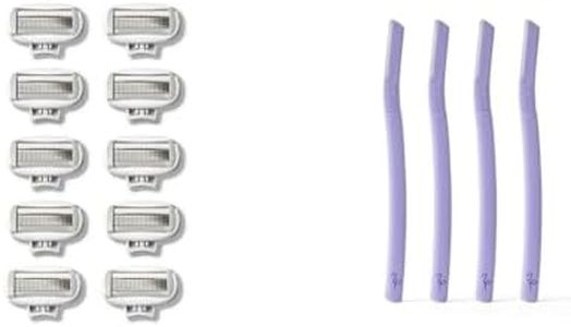 Flamingo Women's Razor 5-Blade Refills 10ct and Disposable Dermaplane Razors 4ct Facial Razor for Women