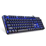 EagleTec KG050-BR LED BLUE Backlit Mechanical Gaming Keyboard Low Profile Mechanical Gamers Keyboard 104 Key Metal Mechanical Computer USB Gaming Keyboard for PC Quiet Brown Switches (BLACK)