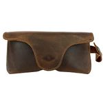 Hide & Drink, Eyeglasses Case with Wrist Strap, Sunglasses Case, Protector for Eyewear, Full Grain Leather, Handmade, Bourbon Brown, Unique