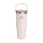 Stanley 1913 Flip Straw Tumbler Water Bottle with Straw 0.89L - Keeps Cold for 12+ Hours - Easy to Carry - Dishwasher Safe - Stainless Steel Thermal Flask - BPA-Free Travel Mug - Rose Quartz