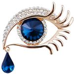 Tears of Angel Eyeball Diamond Brooch, Scarves Shawl Collars Clip, Eyelashes Crystal Pin Jewelry, Wedding Bridal Brooch Clip for Women Lady Girl Decorations (Blue)