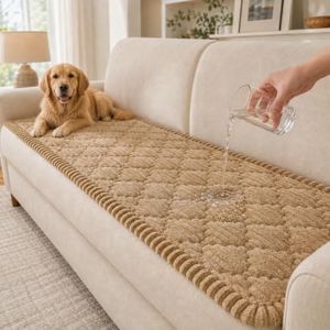 NILUOH Waterproof Couch Cover for Dogs, Washable Non-Slip Pet Couch Covers for Sofa Furniture Protector Fuzzy Couch Cushion Cover for Sofa, Car Seat, Bedside, Camping (Camel, 27.6" x 70.9")