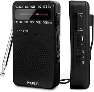 PRUNUS J-166 Portable Radio AM FM, Battery Operated Radio with Tuning Light, Back Clip, Excellent Reception, AM FM Radio Portable, Transistor Radio