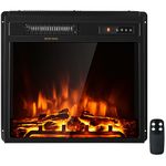 COSTWAY 19”/25"/36” Electric Fireplace, 1500W/1800W/2000W Recessed Wall Mounted Freestanding Fire Heater with 1/3/7 LED Flame Color, 4/5/9 Brightness & Remote (19”,750W/1500W,1 Color,5 Brightness)